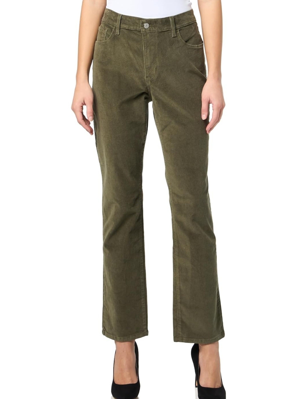 * Levi's Women's Classic Midrise Straight Leg Corduroy Jeans Olive Green Size 16